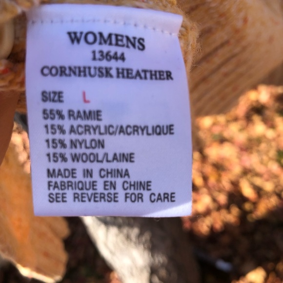 Women’s large beautiful WOOLRICH sweater cornhusk heather - Picture 15 of 16